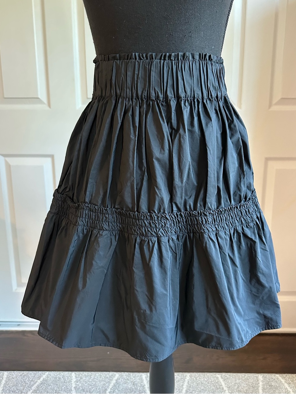 Zara Black Tiered Ruffle A-line Pull-on Mini Skirt